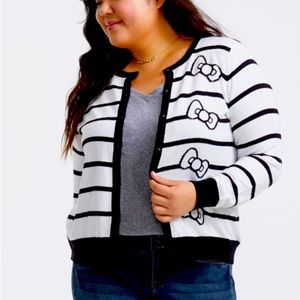 Black and white striped Sanrio Hello Kitty Cardigan Torrid Sz 2